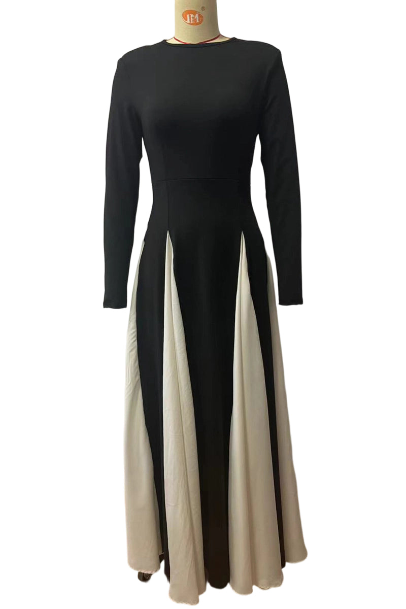 Elegant Long Sleeve A-Line Maxi Dress