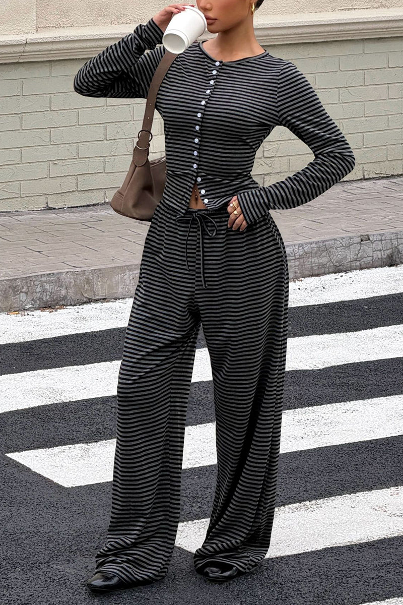 Striped Long Sleeve Pants Set