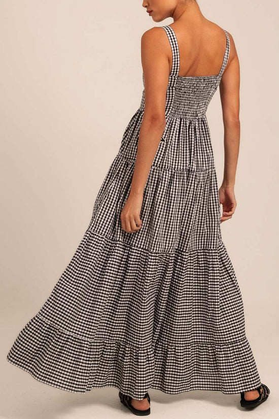 Plaid Crab Print Maxi Dress