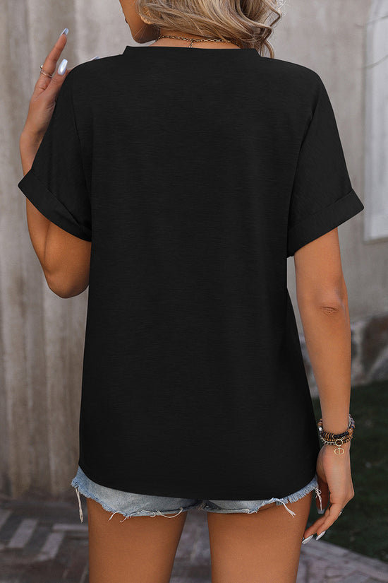 Casual Buttoned V-Neck T-Shirt