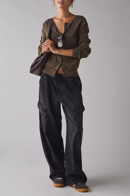 Cargo Pocket Straight Jeans