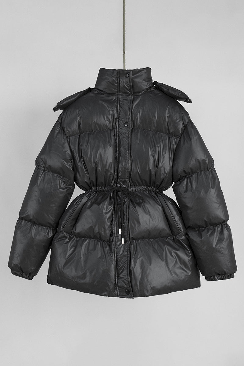 Sleek Belted Puffer Coat