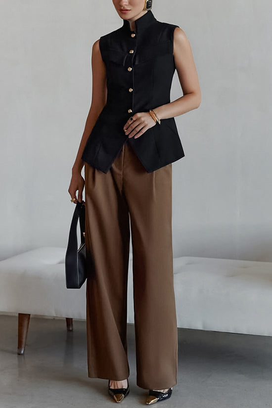 Sleek Button-Up Sleeveless Vest