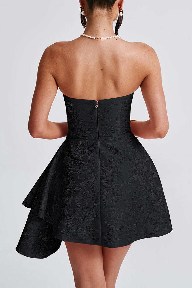 Strapless Textured Fit and Flare Mini Dress