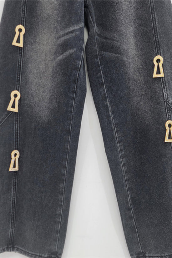 Embellished Barrel Jeans