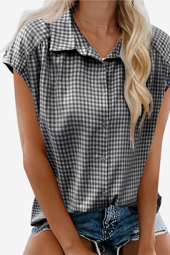 Classic Gingham Short Sleeve Blouse