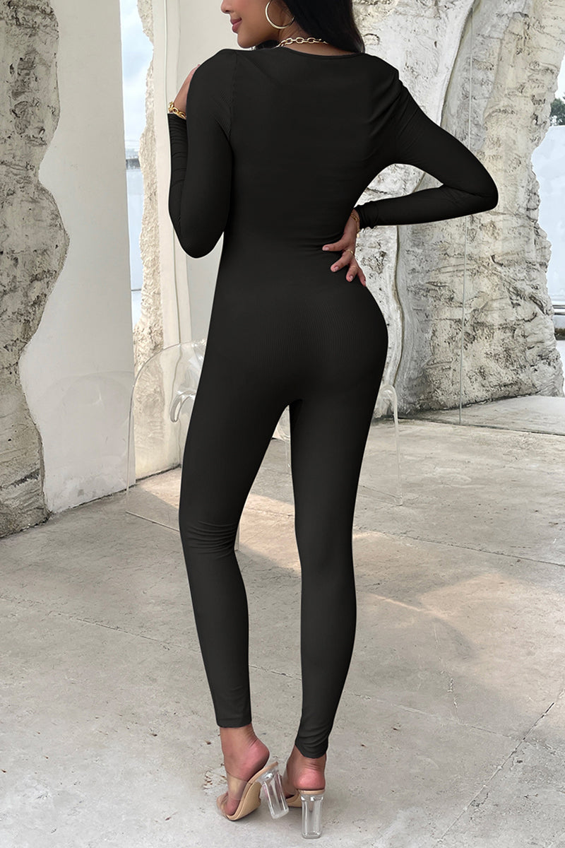 Elegant Long Sleeve Bodycon Jumpsuit