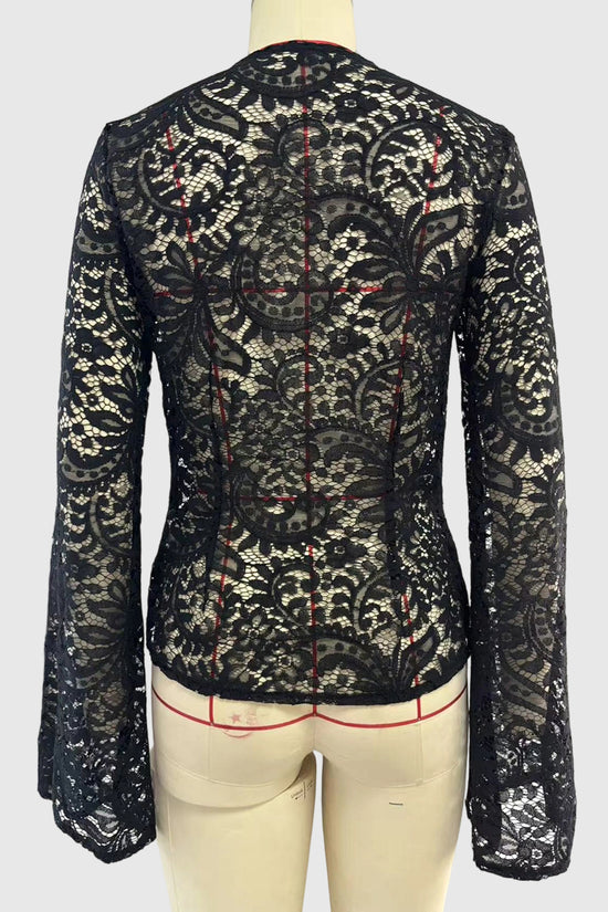 Elegant Lace Button-Up Blouse