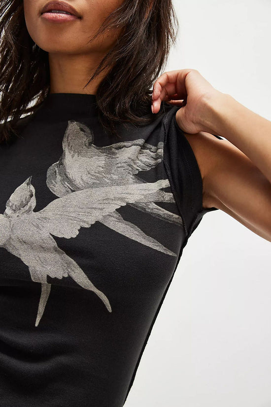 Graphic Bird Print Slim Fit Tee