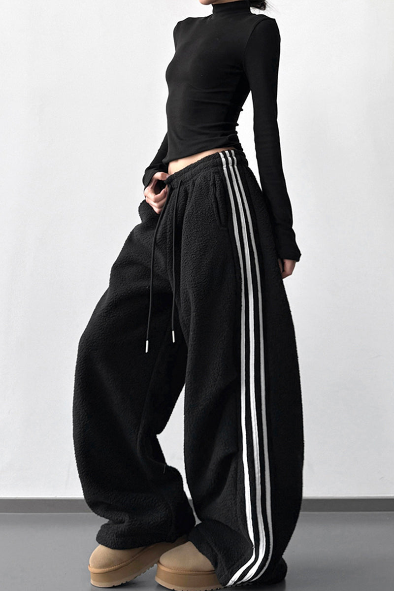 Wide-Leg Drawstring Casual Pants
