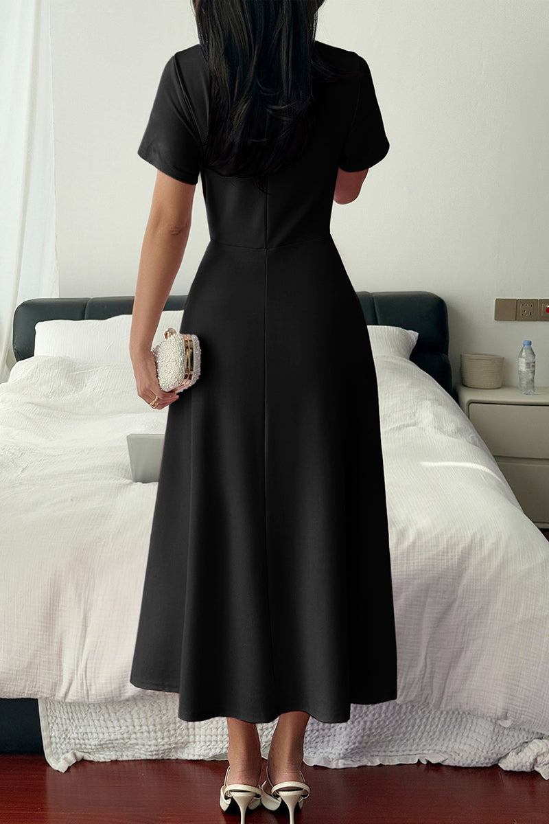 Elegant Short Sleeve Midi Dress