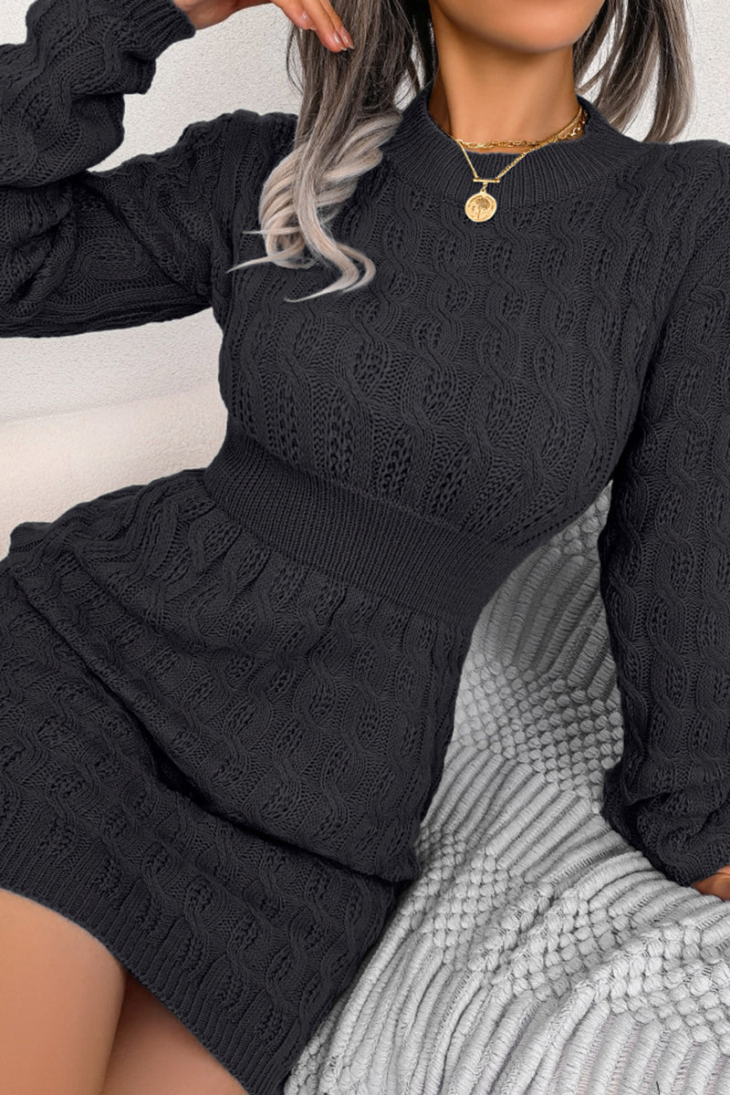 Cable Knit Long Sleeve Casual Dress