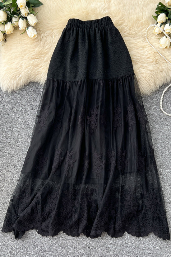 Elegant Lace Midi Skirt