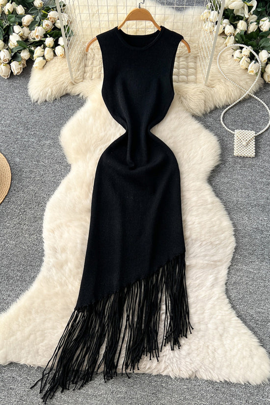 Sleeveless Fringe Bodycon Casual Dress