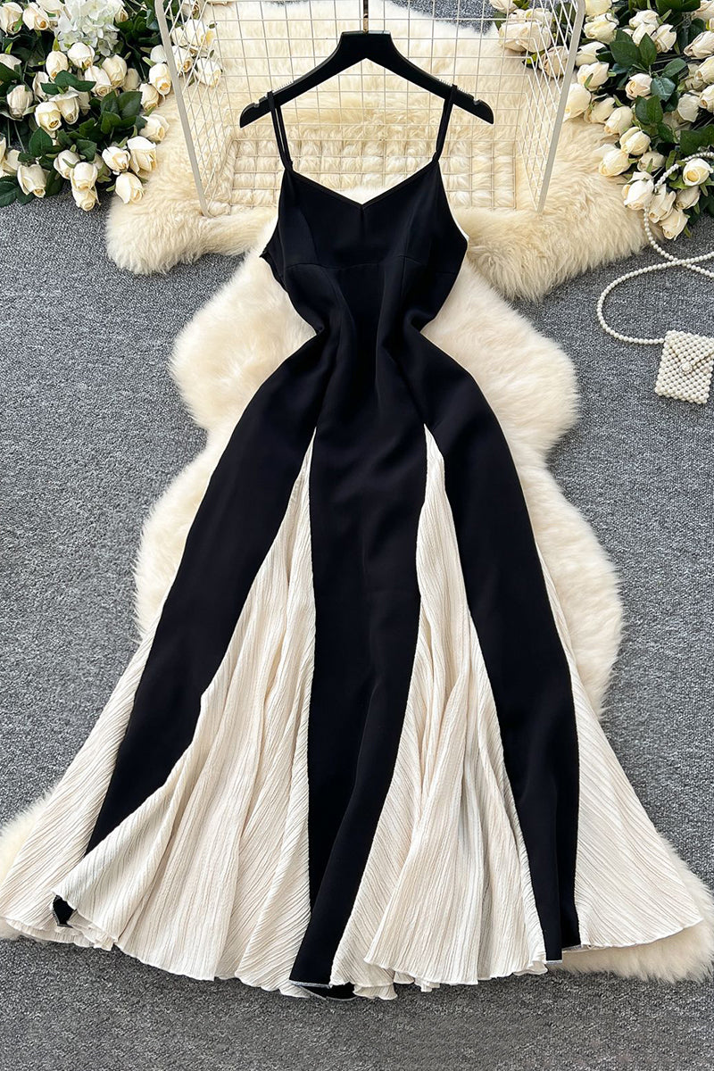 Strappy Contrast Panel Dress