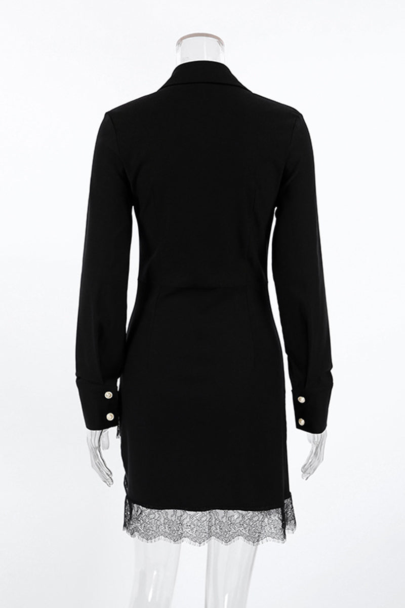 Button-Up Long Sleeve Bodycon Dress