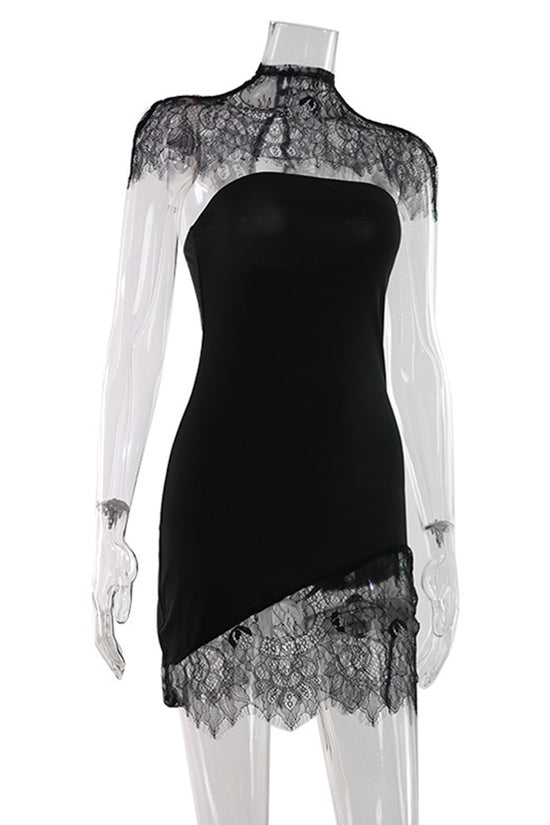 Lace Illusion Neckline Bodycon Dress