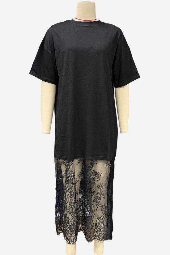 Lace Panel Casual  Dress
