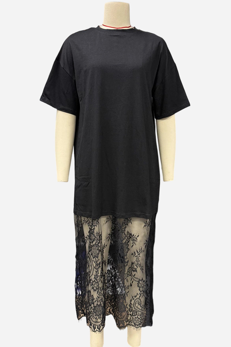 Lace Panel Casual  Dress