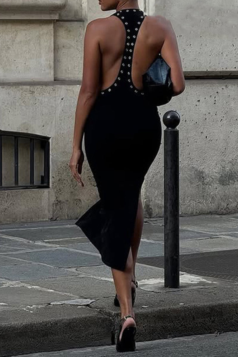 Studded Sleeveless Midi Dress