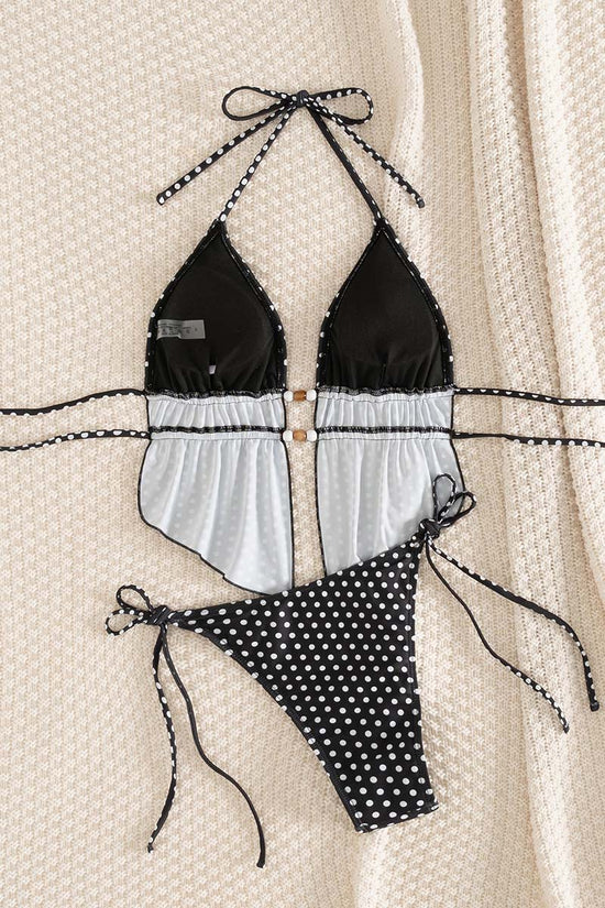Polka Dot Tie-Front Bikini Set