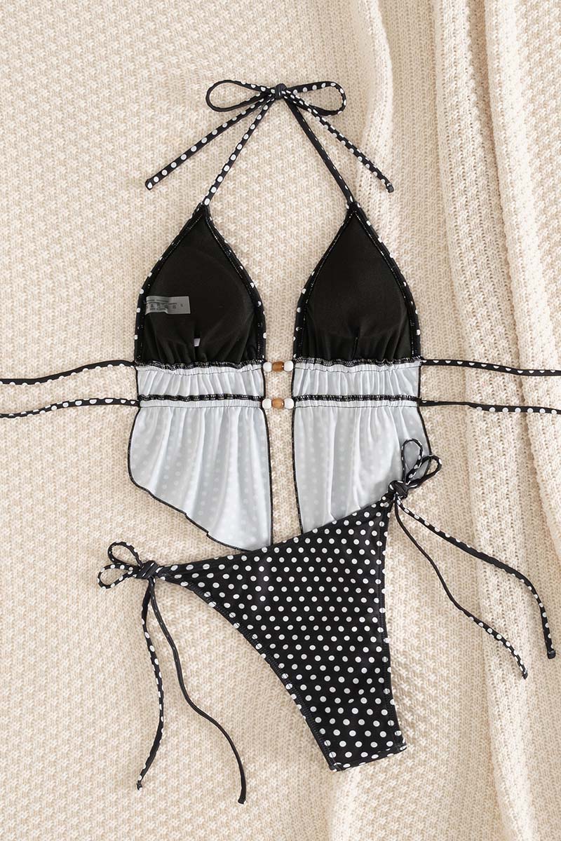 Polka Dot Tie-Front Bikini Set