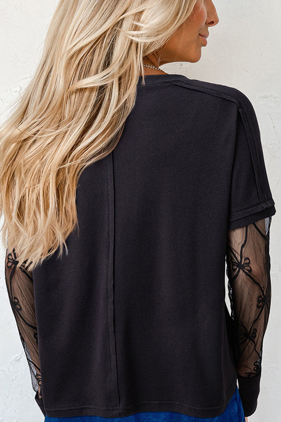 Lace Mesh Sleeve T-Shirt
