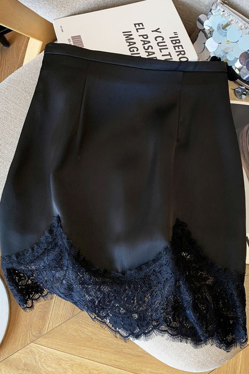 Elegant Lace-Trimmed Mini Skirt