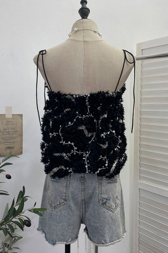 Floral Sequined Sleeveless Camisole