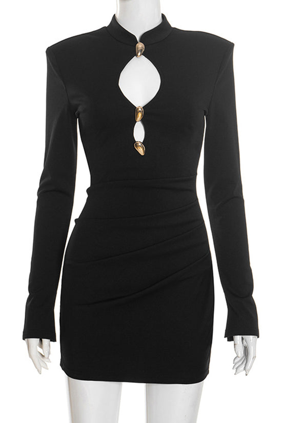 Keyhole Detail Long Sleeve Bodycon Dress
