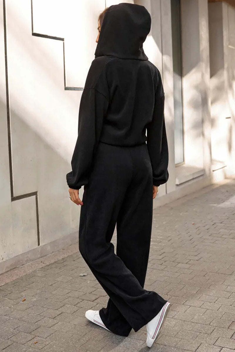 Cozy Zip-Up Hoodie and Wide-Leg Pant Set