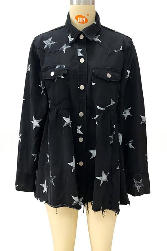 Star Print Denim Jacket