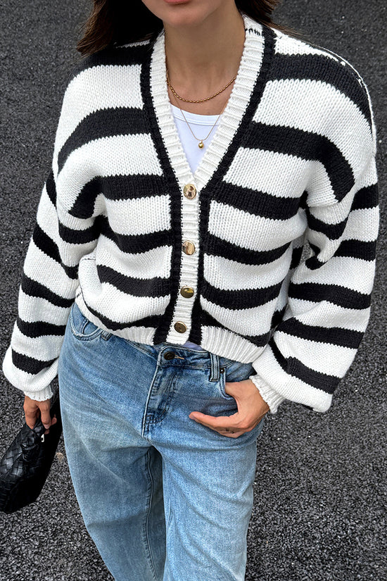 Striped Button-Up Cardigan