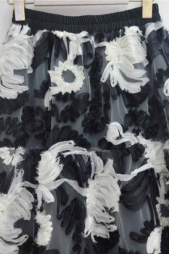 Floral Texture Midi Skirt