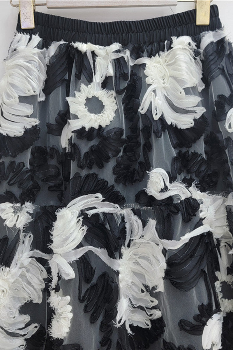 Floral Texture Midi Skirt