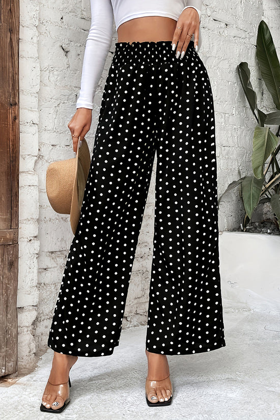Polka Dot Wide-Leg Casual Pants