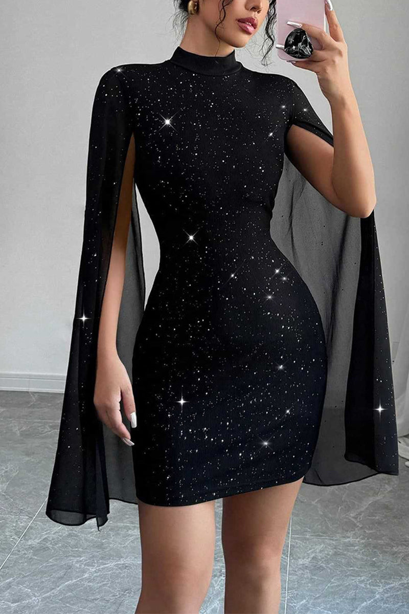 Elegant Cape Sleeve Bodycon Dress