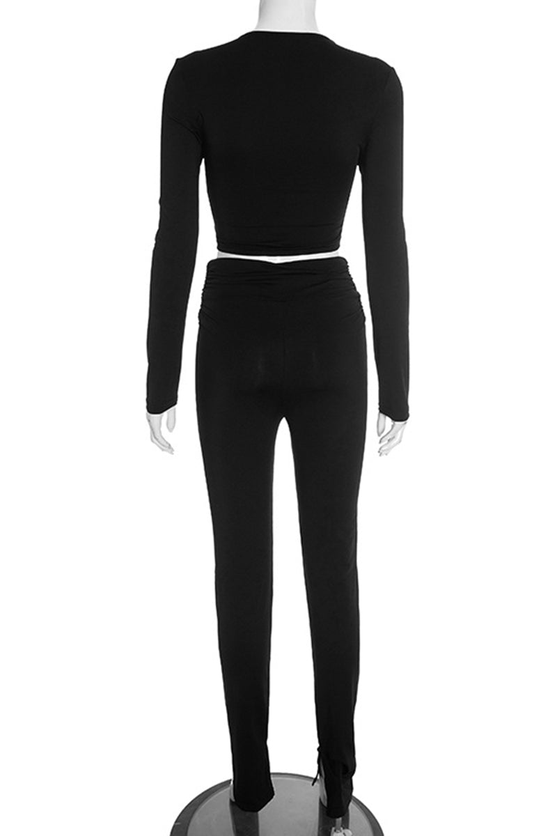 Cut-Out Long Sleeve Pants Set