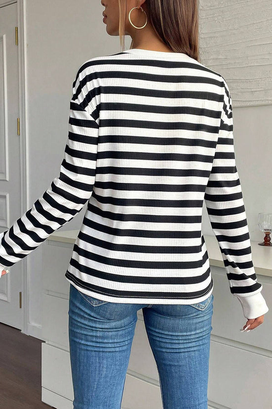 Striped Floral Applique T-Shirt