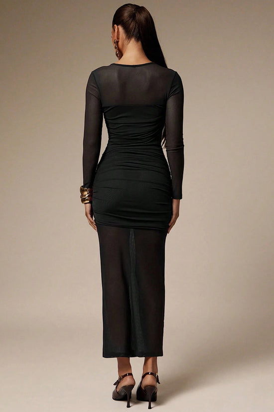 Elegant Long Sleeve Ruched Casual Dress