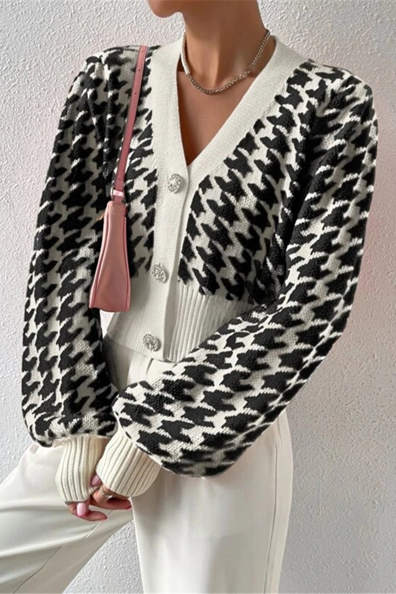 Patterned Button-Up Cardigan