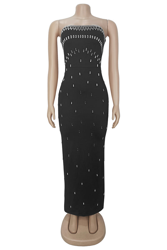 Strapless Sequin Embellished Maxi Dress