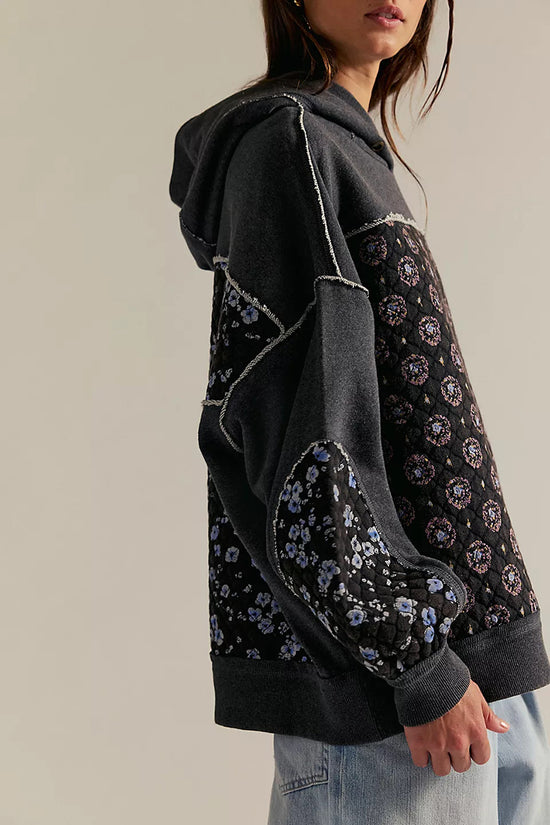 Patchwork Floral Hooded Sweatshirt