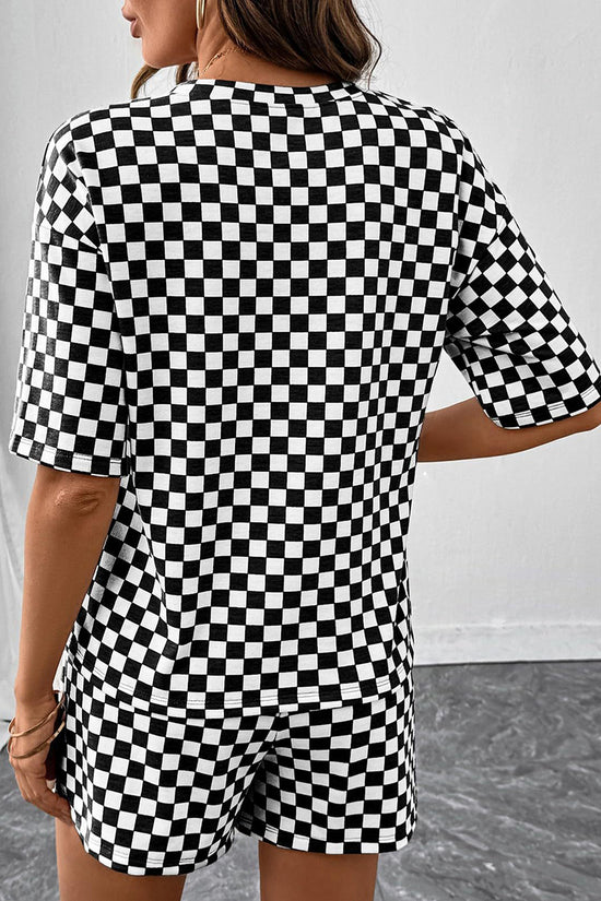 Checkered Short Sleeve Top and Shorts Set