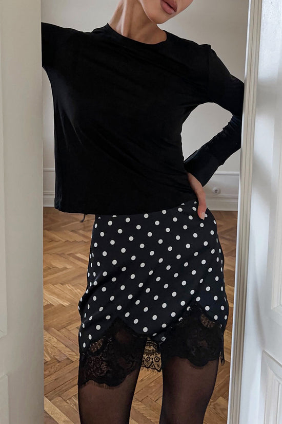 Polka Dot Lace Mini Skirt