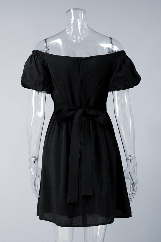 Off-Shoulder Puff Sleeve Casual Dress