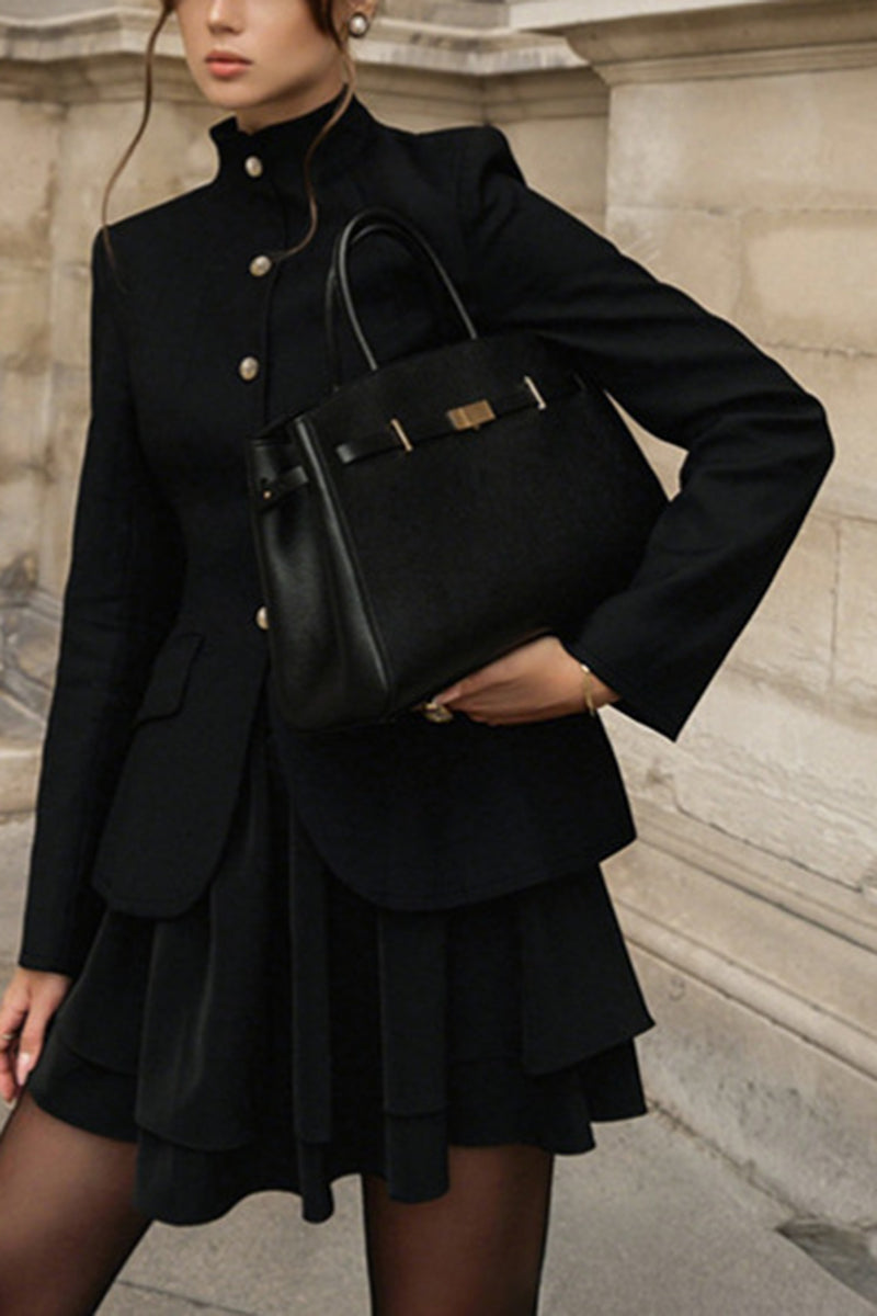 Chic High-Collar Blazer Suit Set