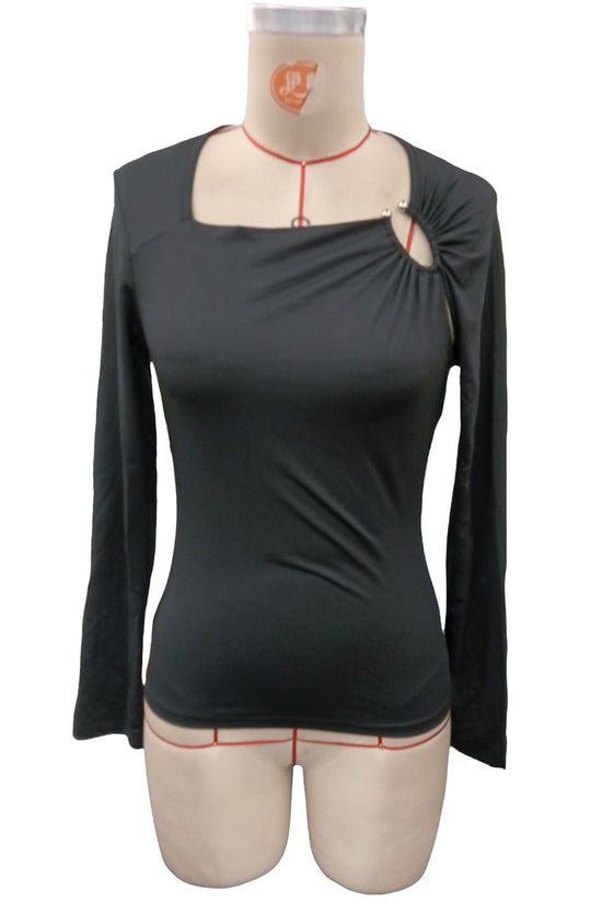 Asymmetric Cutout Long Sleeve Top