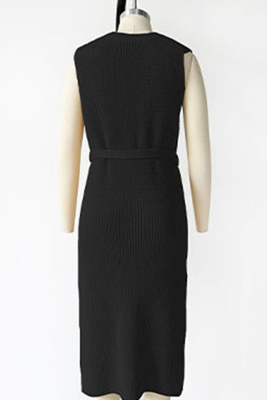 Sleeveless Knit Tie-Waist Casual Dress
