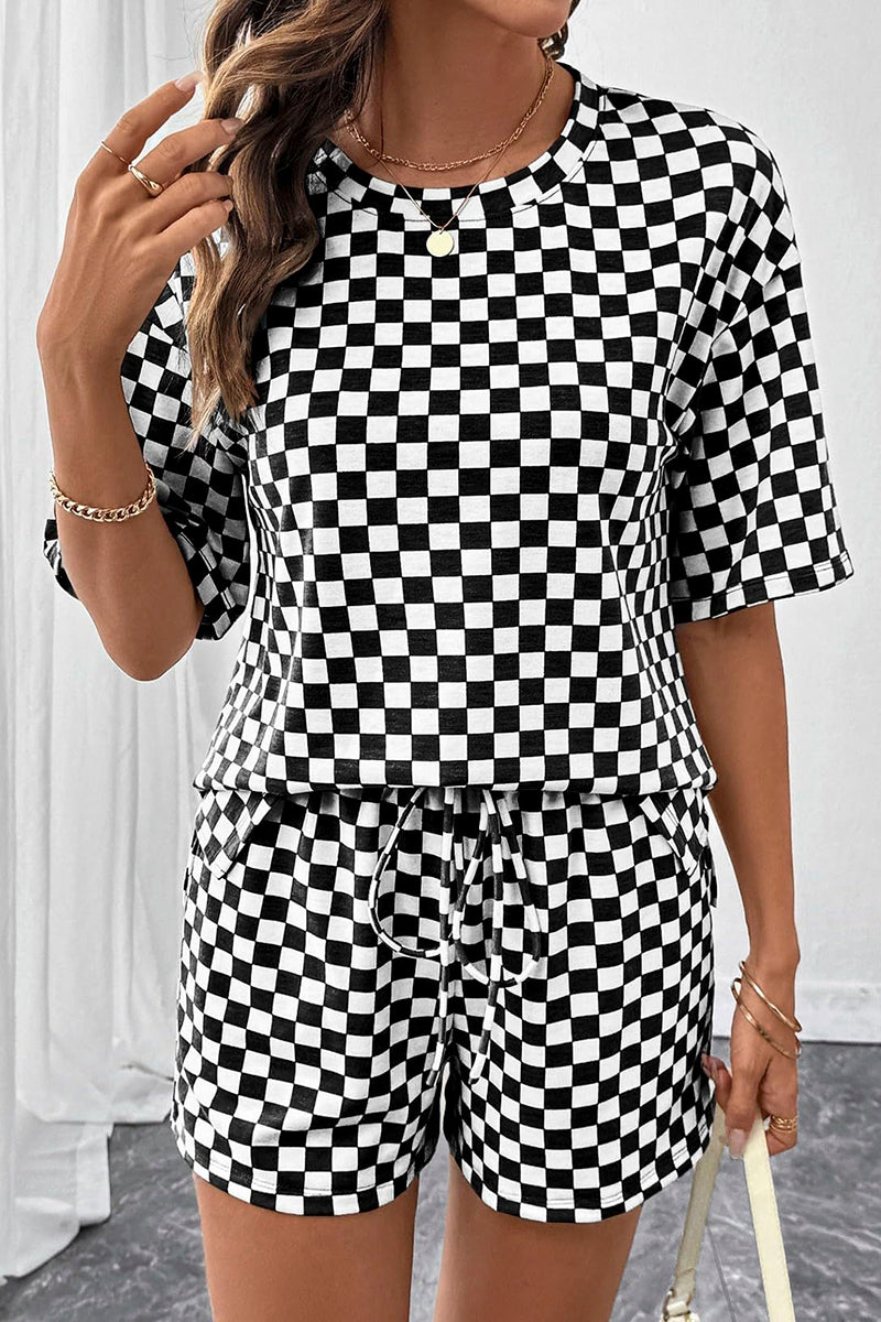 Checkerboard Sleeveless Short Set